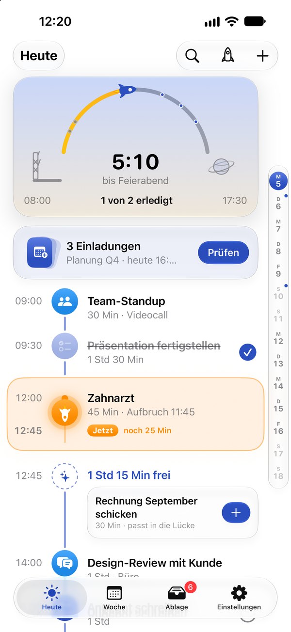 Heute mittags: der Zahnarzttermin läuft gerade, als orange Insel mitten im Arbeitstag